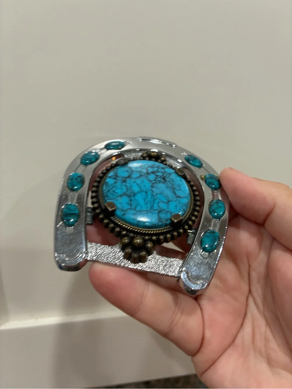 Vintage Turquoise Horseshoe Belt Buckle